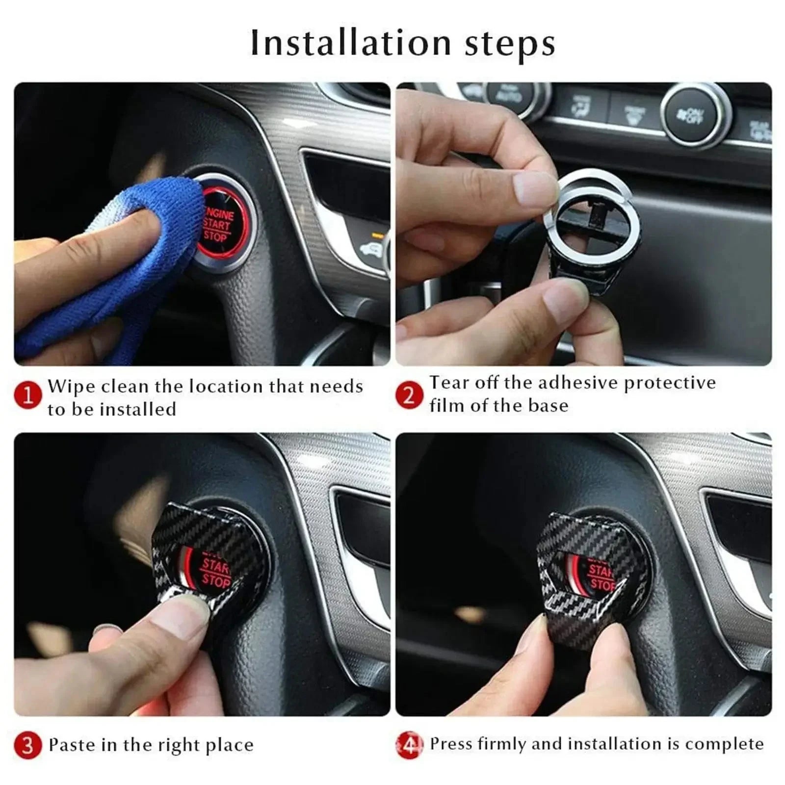 Car Engine One-Key Start/Stop Switch Button Protective Cover - Anti-Scratch Interior Accessory