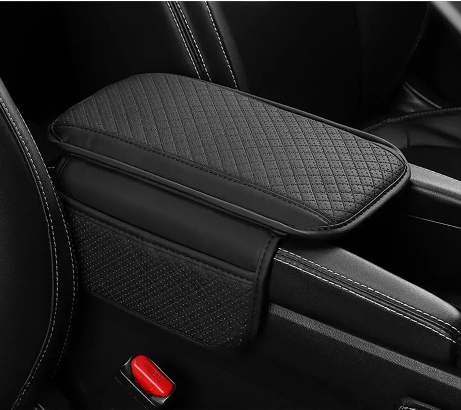 Leather Memory Foam Armrest Pad with Storage Pocket for Car Center Console