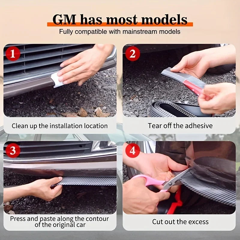 Universal Car Bumper Lip 2.5M Stickers Car Front Bumper Lip Rubber Car Bumper Protectors Exterior Mouldings Bumper Lip Strip - DriveNova