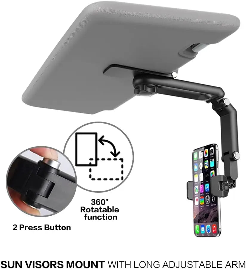 Multifunctional 360° Rotating Sun Visor Phone Holder for iPhone, Samsung, and Android Devices