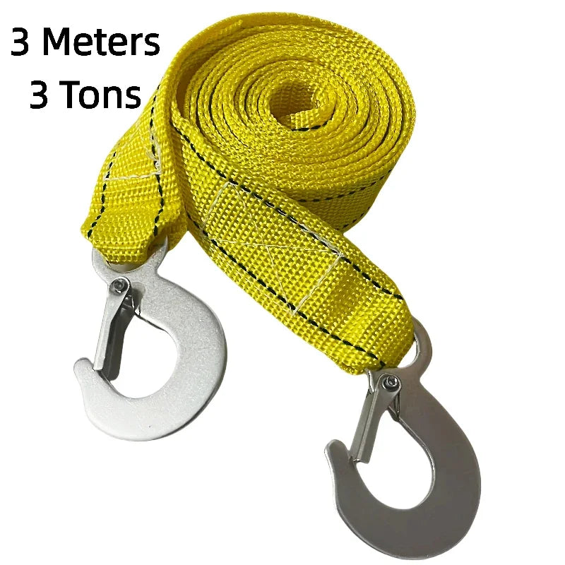 Heavy-Duty 3M/4M Car Tow Cable - 3 Ton/5 Ton Trailer Rope with Hooks for Road Recovery and Towing Accessories