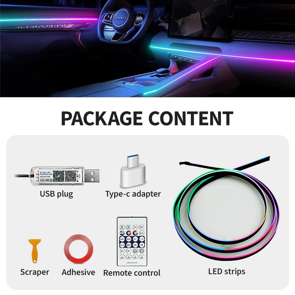 Symphony Car Ambient Light: Intelligent RGB LED Interior Lighting System for Vehicles - DriveNova