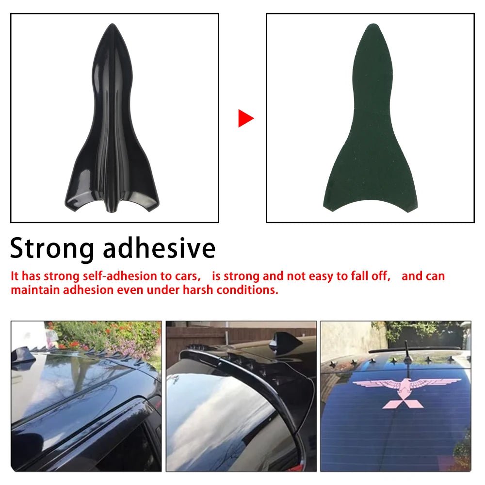 10-Piece Universal PU Rear Roof Shark Fin Spoiler Wing Kit for Enhanced Vehicle Aerodynamics - DriveNova