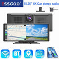 10.26" 4K Portable Touch Screen Dual Lens Car Dash Cam with Wireless Bluetooth, CarPlay, Android Auto, 64GB Storage, FM, AUX, and WiFi Connectivity - DriveNova