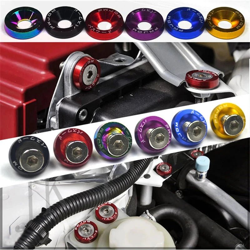 10Pcs M6 Universal JDM Style Car Modification Fender Washer License Plate Bolts Screws For Honda Auto Styling Tuning Accessories - DriveNova