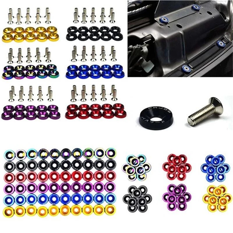 10Pcs M6 Universal JDM Style Car Modification Fender Washer License Plate Bolts Screws For Honda Auto Styling Tuning Accessories - DriveNova