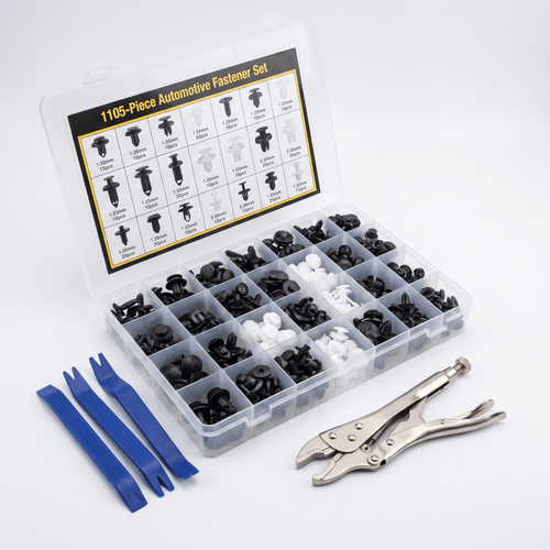 1105-Piece Automotive Plastic Fastener Clips Set for Bumper, Door Trim, and Engine Cover Retention - DriveNova