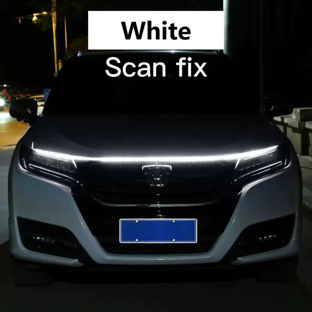 Universal Flexible Dynamic LED Daytime Running Light for Car Hood - 150CM & 180CM Options, 12V Ambient Lighting