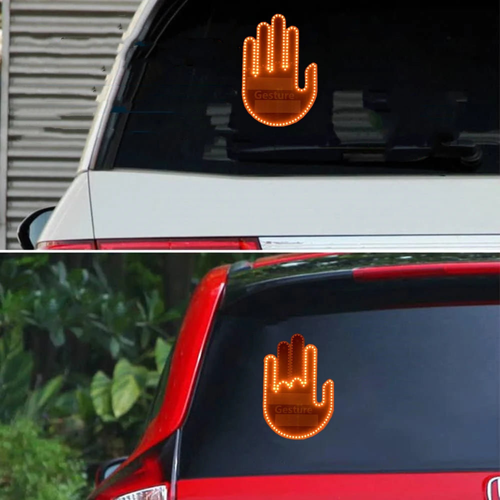 Finger Light for Car Gesture LED Car Middle Finger Back Window Car Sign LED Hand for Car - DriveNova