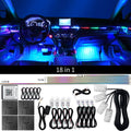 18-in-1 LED Car Ambient Lighting System with Bluetooth App Control, RGB Color Spectrum, and Acrylic Strip for Interior Atmosphere Enhancement - 12V
