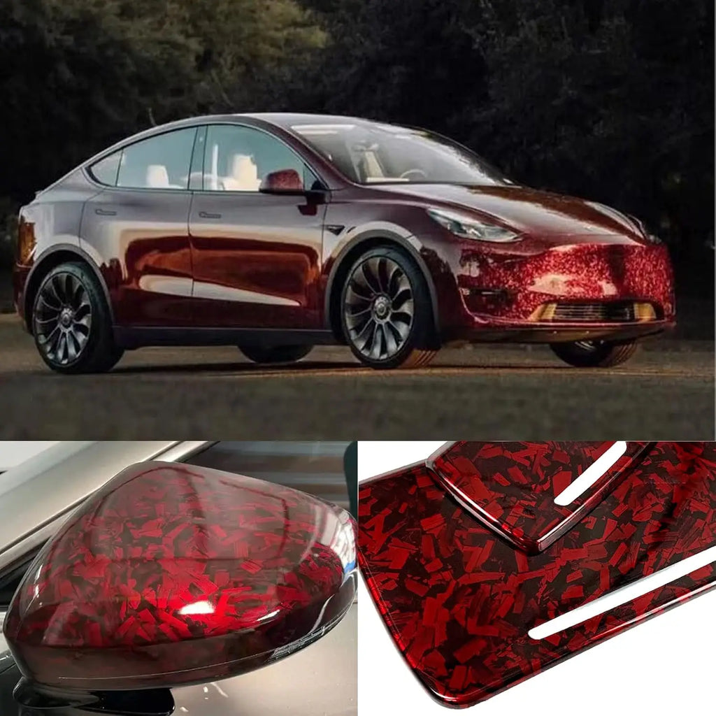 Premium High Gloss Forged Carbon Fiber Vinyl Wrap in Black, Gold, Silver, and Red for Motorcycle and Car Body Applications