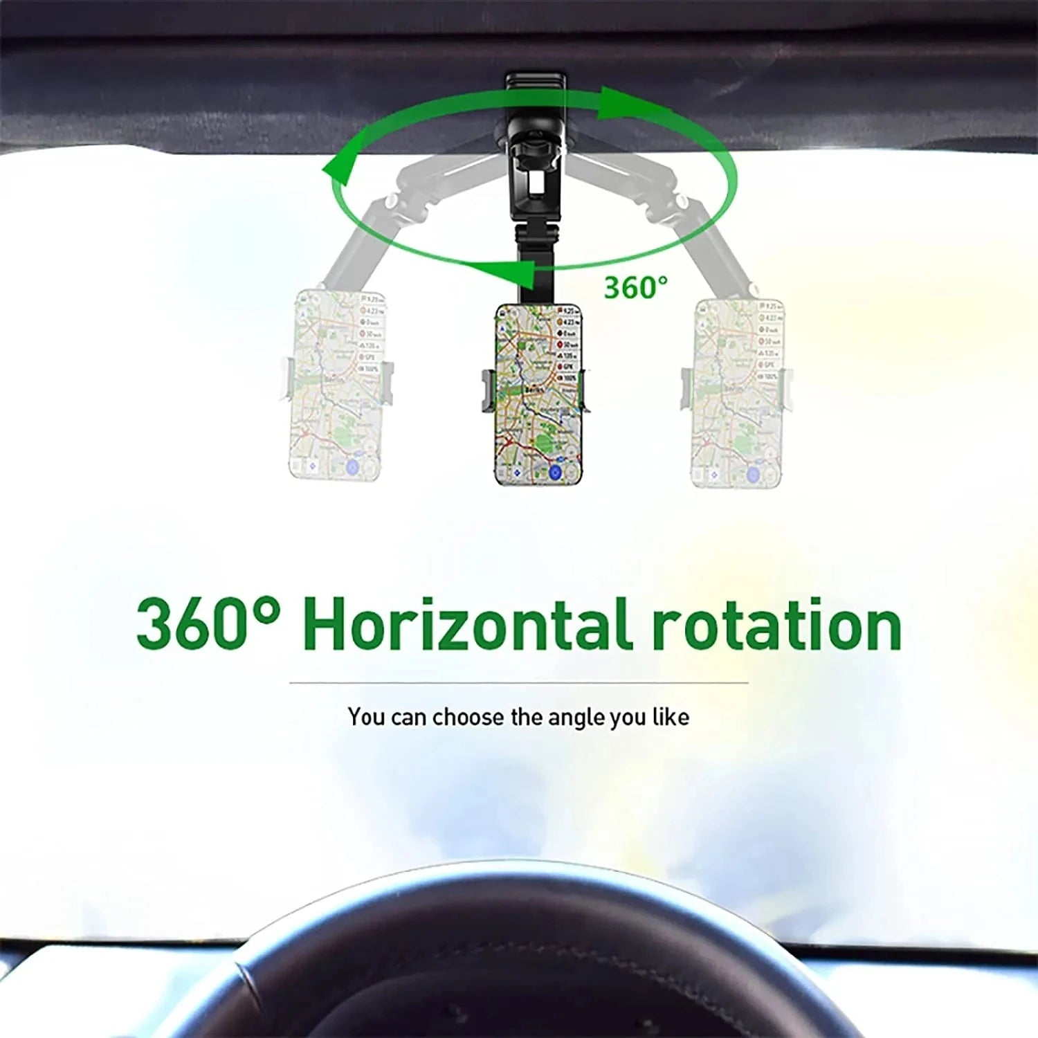 Multifunctional 360° Rotating Sun Visor Phone Holder for iPhone, Samsung, and Android Devices