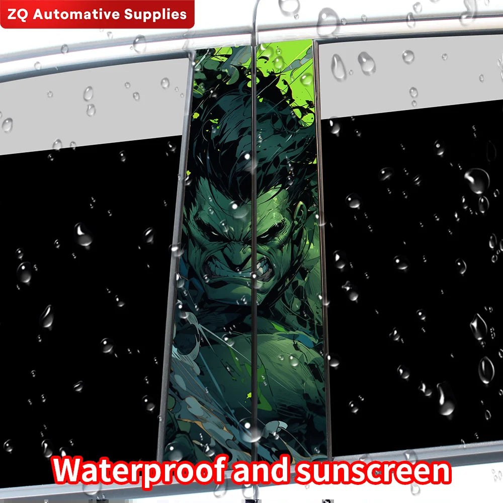 Hulk Anime Car Stickers Auto B-Pillar Car Center Column Decoration Cover Scratches Waterproof Vinyl Decals Cars Accessories - DriveNova