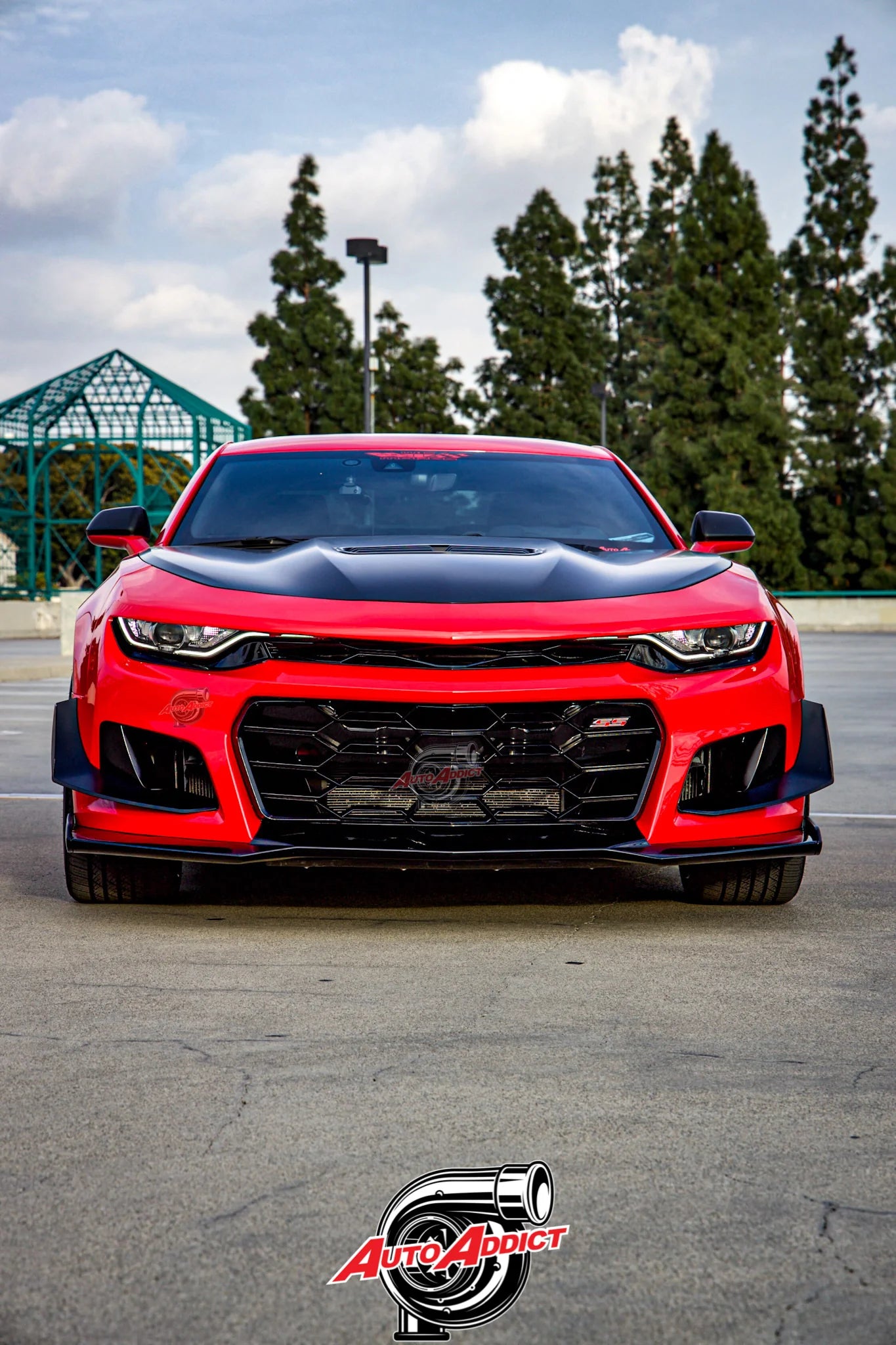 2019-2025 Chevy Camaro ZL1 1LE Track Package Front Bumper Conversion Kit - 13 Piece Flat Black for RS Headlights