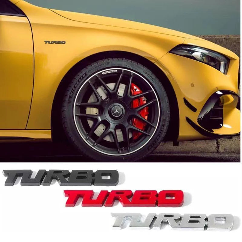 Turbocharged Metal Alloy 3D Car Badge - Decorative Side Sticker for Vehicle Modification