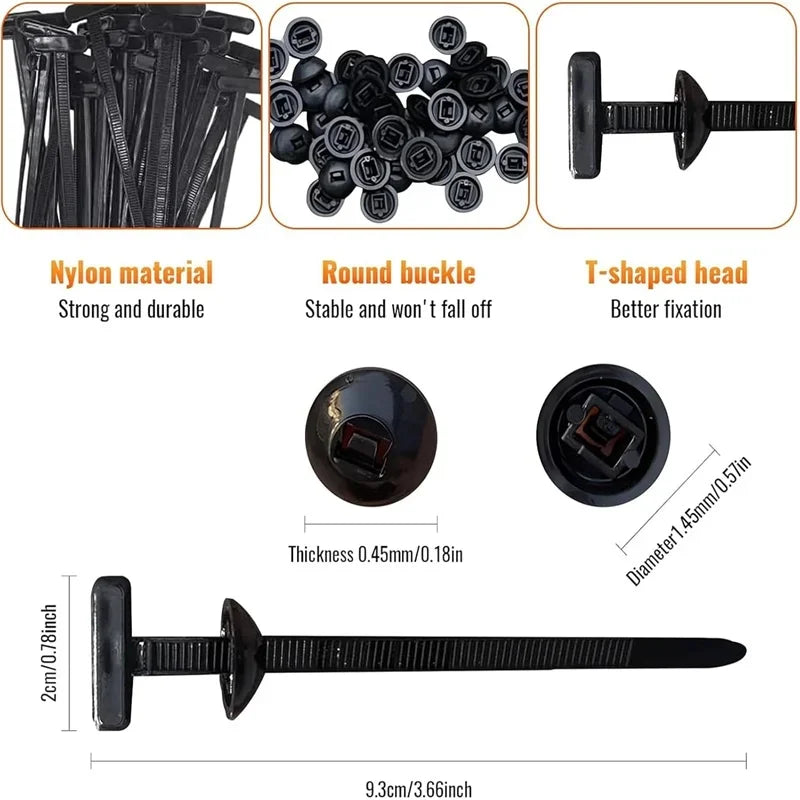 100/50/20Pcs Car Nylon Tie Wrap Cable Fixed Fastener Clips Car Hose Fastening Zip Strap Self-Locking Reusable Nylon Cable Ties - DriveNova