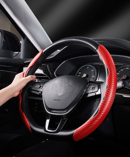 1Pair Carbon Fiber Universal Car Steering Wheel Cover - DriveNova