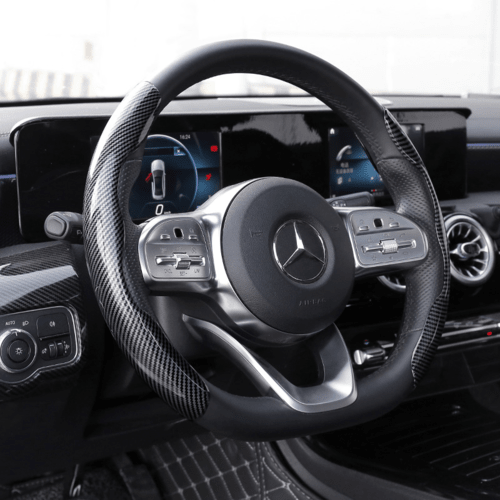 1Pair Carbon Fiber Universal Car Steering Wheel Cover - DriveNova