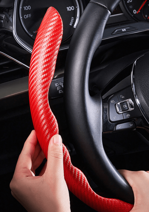 1Pair Carbon Fiber Universal Car Steering Wheel Cover - DriveNova
