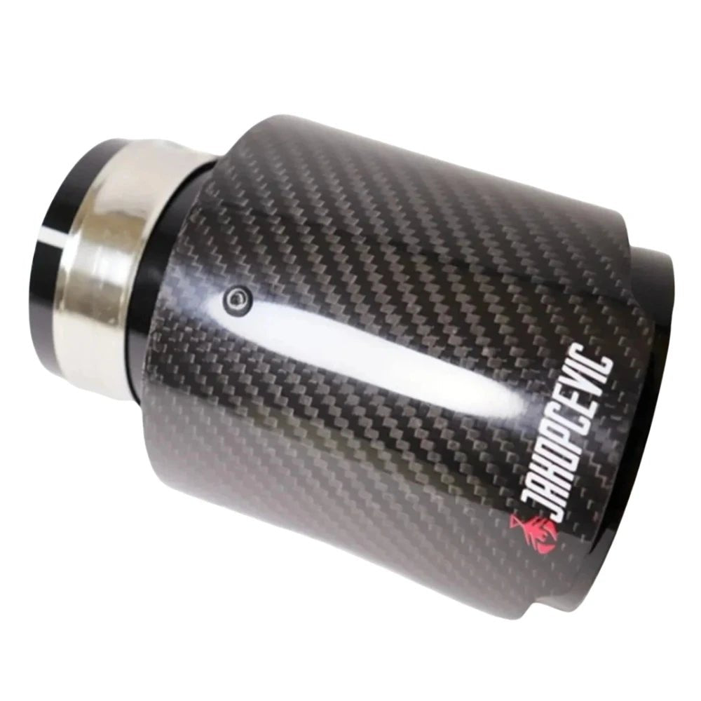 1Piece Car Gloss Carbon Fiber Muffler Tip Exhaust System Pipe Mufflers Nozzle Universal Straight Stainless Silver Auto Parts - DriveNova