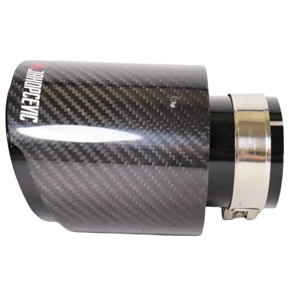 1Piece Car Gloss Carbon Fiber Muffler Tip Exhaust System Pipe Mufflers Nozzle Universal Straight Stainless Silver Auto Parts - DriveNova