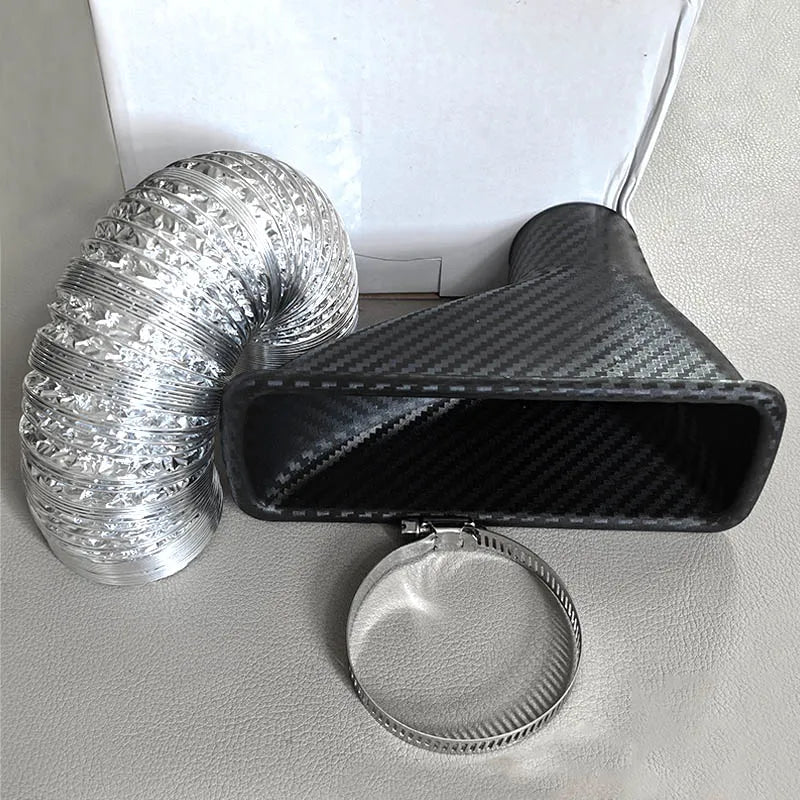 2 design Universal ABS Car Front Bumper Admission Air Turbo Air Intake Pipe Kit Turbine Inlet Kit Pipe Air Funnel - DriveNova