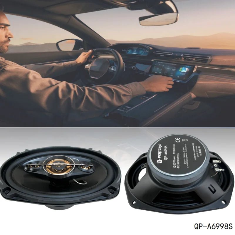 2-Piece 6x9 Inch 5-Way Car Audio Speaker Set - Maximum 1200W High-Performance Subwoofer Kit for Vehicle Enhancement - DriveNova