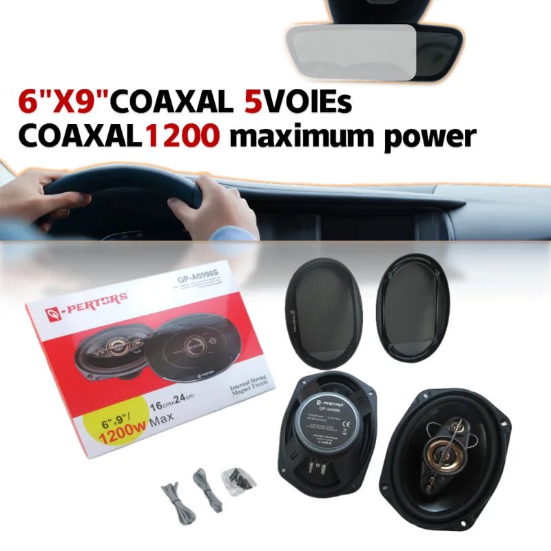 2-Piece 6x9 Inch 5-Way Car Audio Speaker Set - Maximum 1200W High-Performance Subwoofer Kit for Vehicle Enhancement - DriveNova