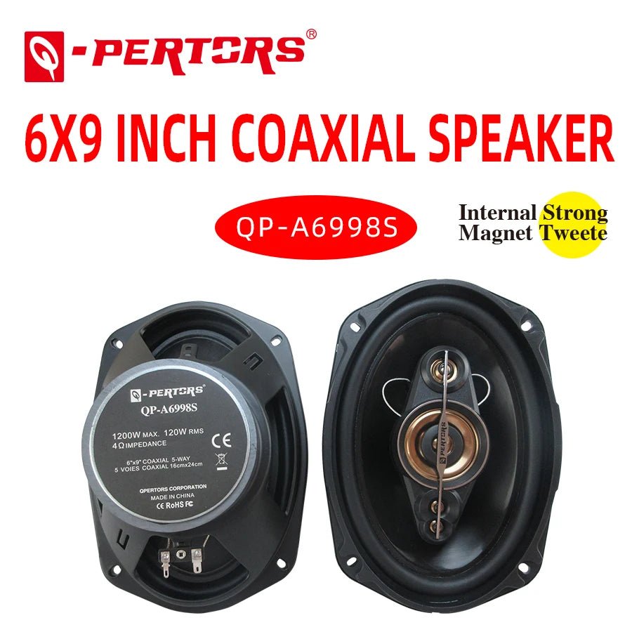 2-Piece 6x9 Inch 5-Way Car Audio Speaker Set - Maximum 1200W High-Performance Subwoofer Kit for Vehicle Enhancement - DriveNova