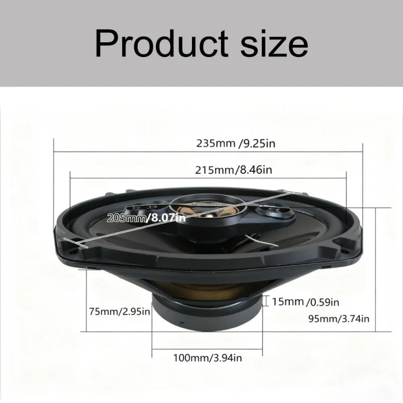 2-Piece 6x9 Inch 5-Way Car Audio Speaker Set - Maximum 1200W High-Performance Subwoofer Kit for Vehicle Enhancement - DriveNova