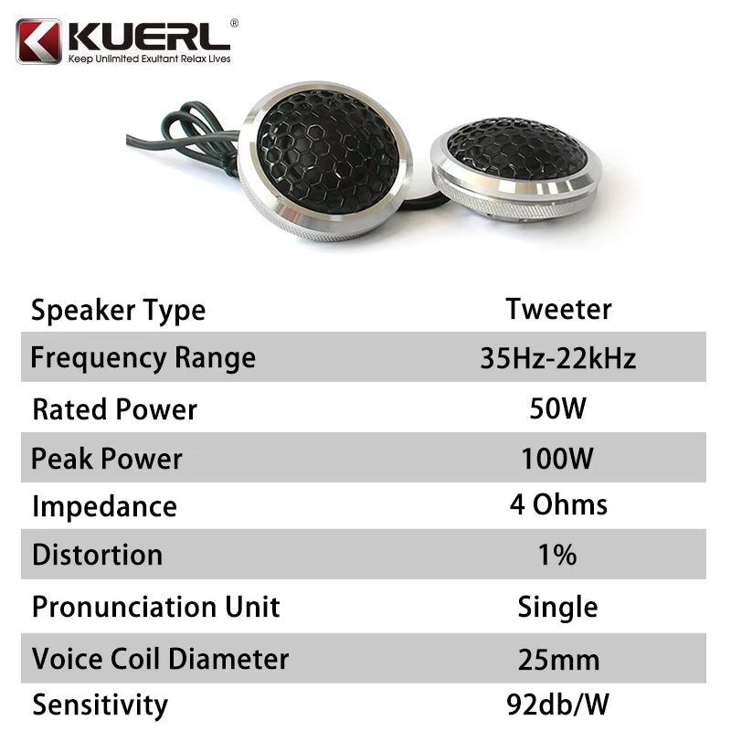 2-Piece Silk Film Aluminum Car Tweeter Speakers for High-Performance Audio Modification - DriveNova