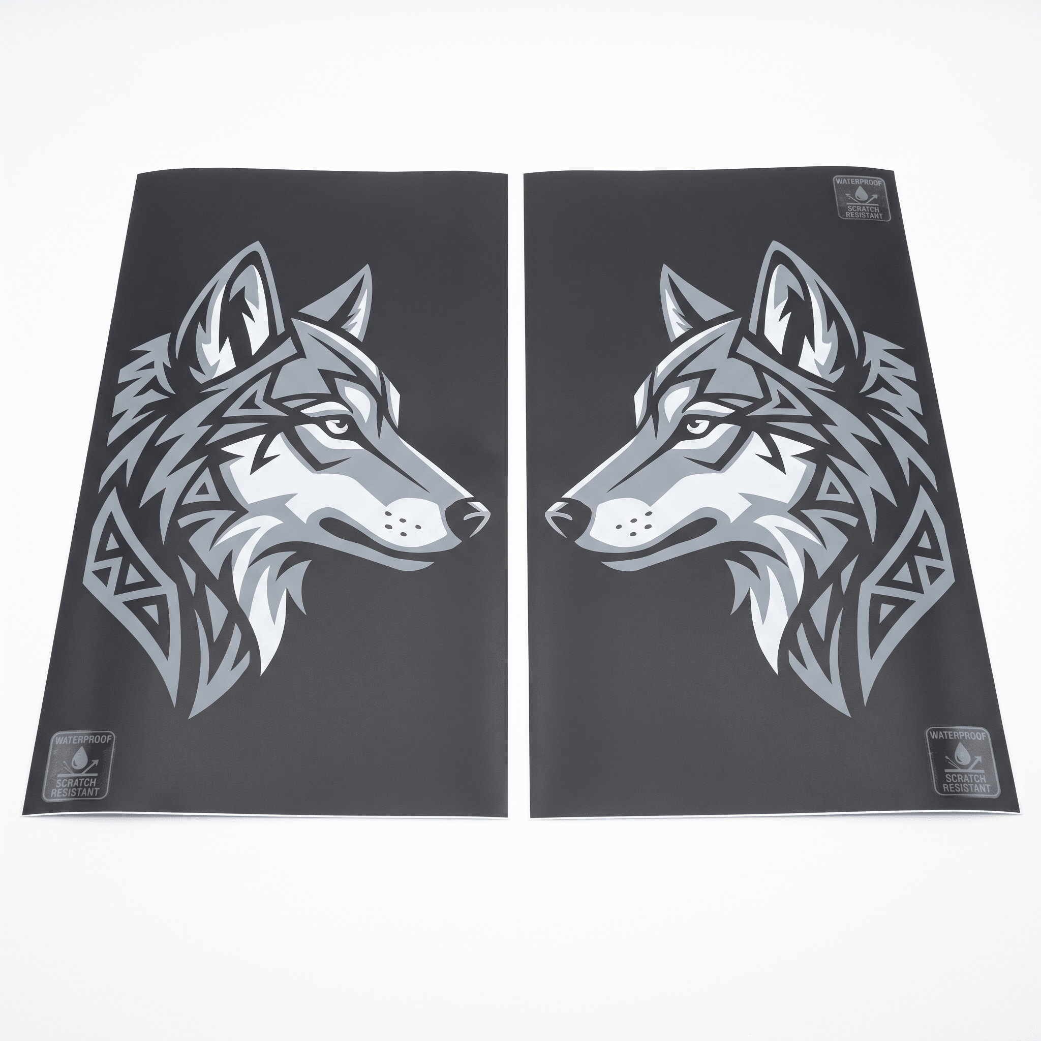 2-Piece Waterproof Wolf Car B-Pillar Stickers for Sunscreen Protection and Scratch Resistance - Vehicle Decoration Decals - DriveNova