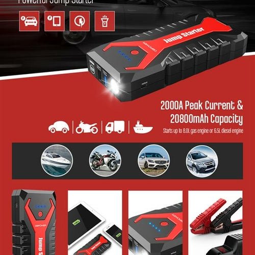 2000A 20800mAh Portable Car Jump Starter Auto Battery Booster Pack - DriveNova