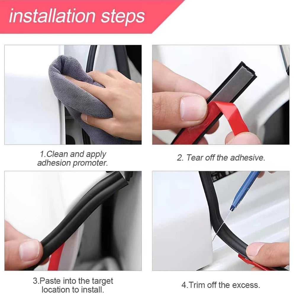 B-Shaped Rubber Car Door Seal Strips for Weatherproofing and Sound Insulation - Automotive Accessories