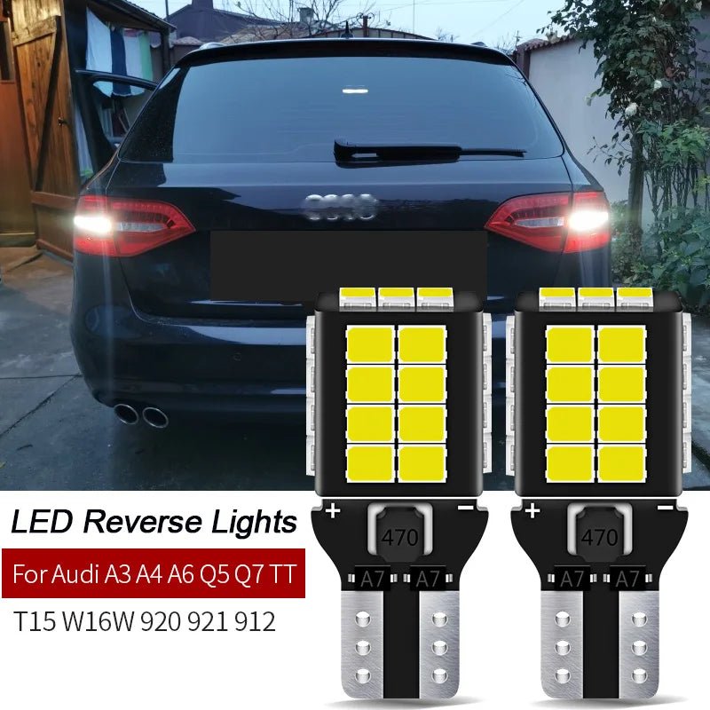 2700LM Canbus T15 T16 LED Reverse Lights W16W Car Back up Rear Lamp for Audi A3 A4 B6 B8 A6 C6 80 B5 B7 A5 Q5 Q7 TT 8P 100 8L C7 - DriveNova