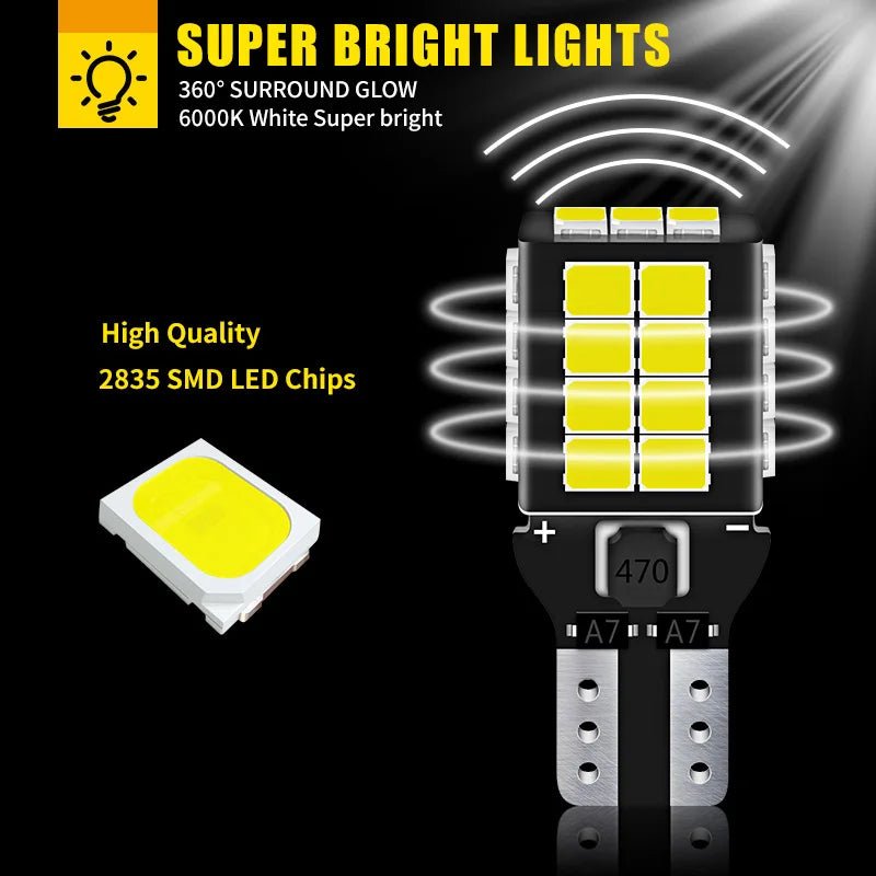 2700LM Canbus T15 T16 LED Reverse Lights W16W Car Back up Rear Lamp for Audi A3 A4 B6 B8 A6 C6 80 B5 B7 A5 Q5 Q7 TT 8P 100 8L C7 - DriveNova