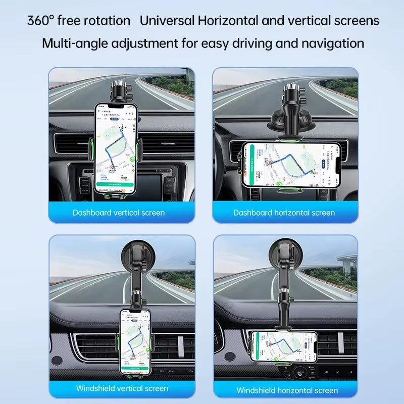 Universal Suction Cup Car Phone Holder for Windshield, Dashboard, and Window with Adhesive Gel Pad Compatibility