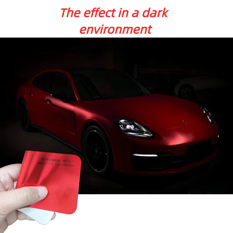 3M Matte Electroplate Chrome Cochineal Red Air Release Car Wrap Vinyl - Bubble Free, Residue-Free, Easy Installation