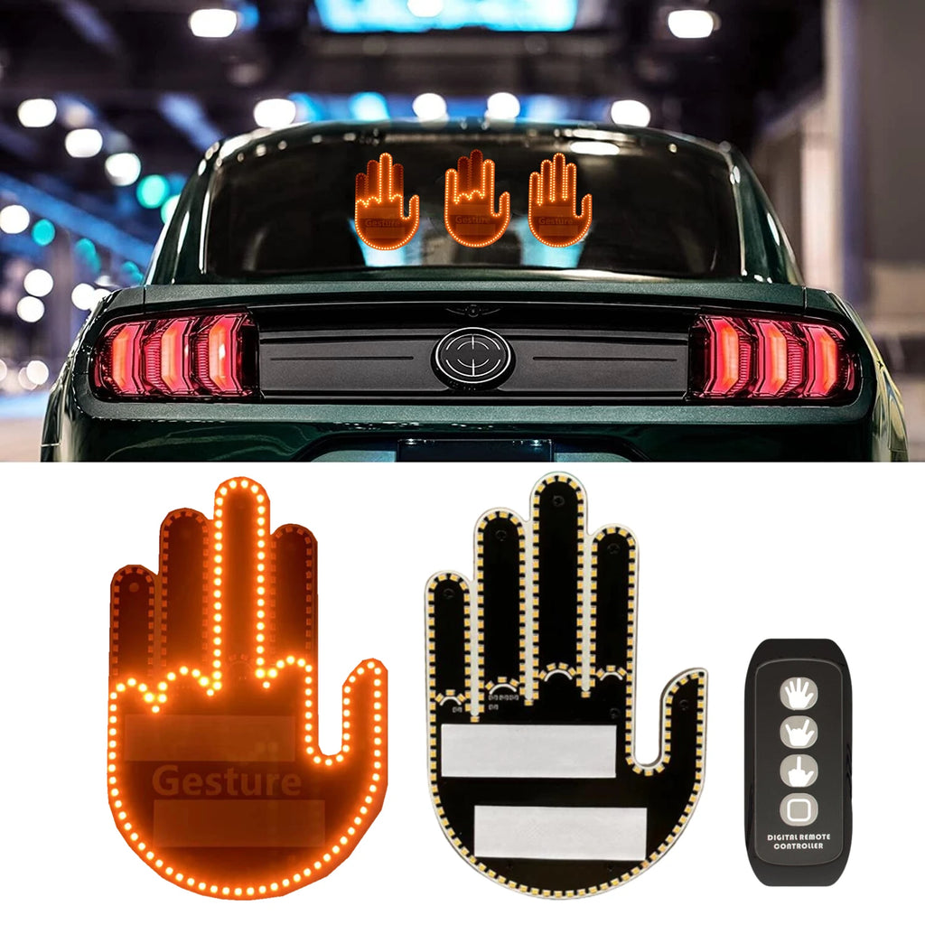 Finger Light for Car Gesture LED Car Middle Finger Back Window Car Sign LED Hand for Car - DriveNova