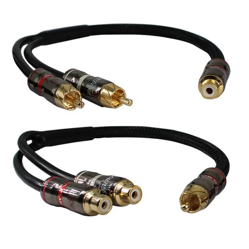 30cm Pure Copper RCA Male to Female Audio Cable for Car Amplifier Subwoofer - PVC Insulated Line - DriveNova