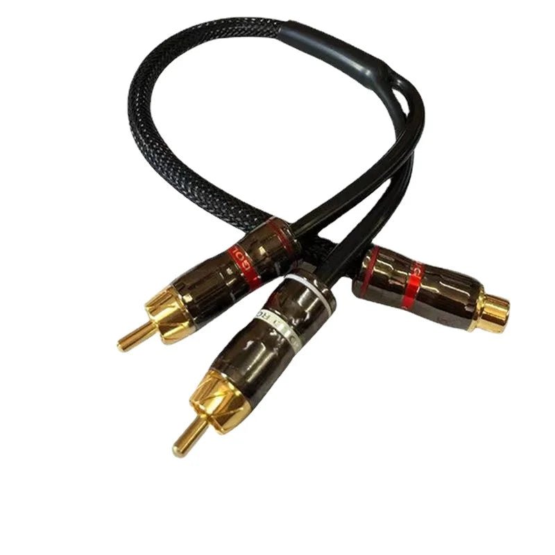 30cm Pure Copper RCA Male to Female Audio Cable for Car Amplifier Subwoofer - PVC Insulated Line - DriveNova