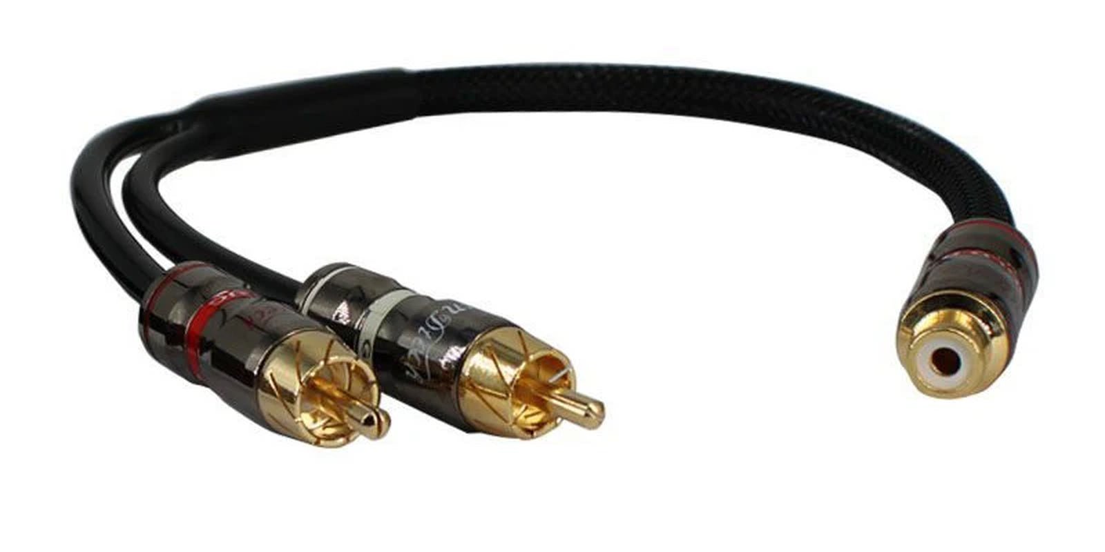 30cm Pure Copper RCA Male to Female Audio Cable for Car Amplifier Subwoofer - PVC Insulated Line - DriveNova