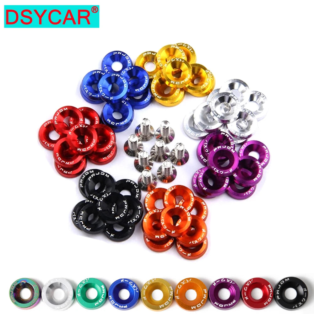 1Set Billet Aluminum Fender Bumper Washer Bolt Engine Bay Screw Dress up Kit JDM M6X20Mm Bolts - DriveNova