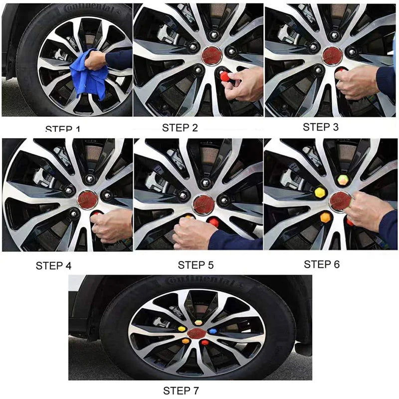20-Piece Set of Black Car Wheel Nut Caps for 17mm, 19mm, and 21mm Protection and Decoration