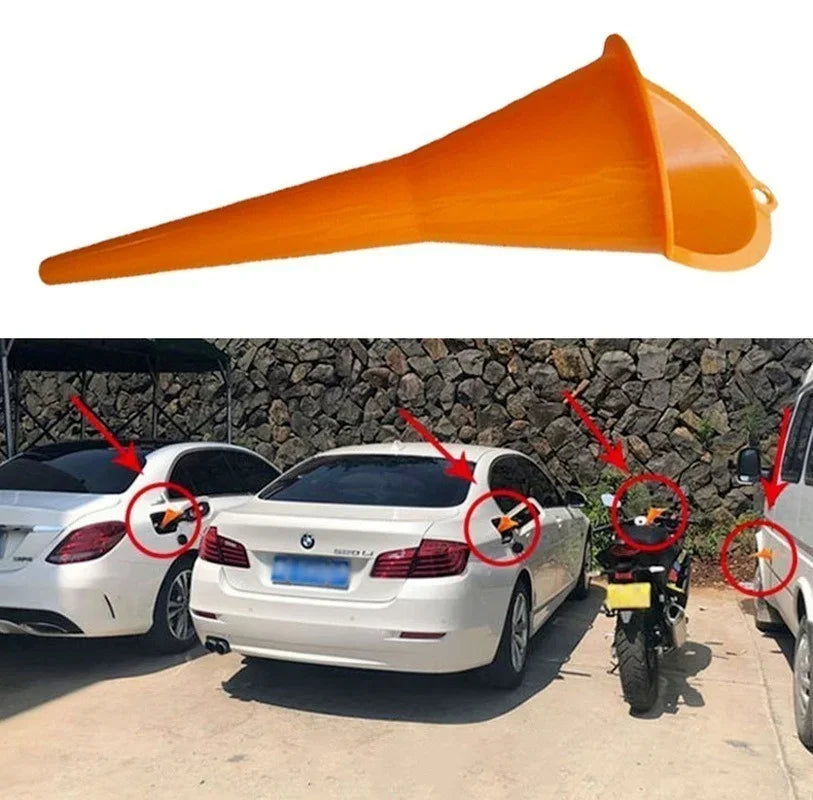 Long Stem Anti-Splash Funnel for Gasoline and Oil Filling - Plastic Refueling Tool for Cars and Trucks
