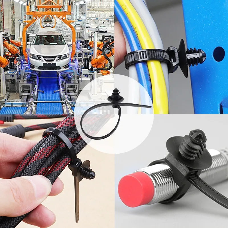 100/1X Car Nylon Tie Wrap Cable Fixed Fastener Clips Strap Self-Locking Nylon Cable Ties Car Hose Fastening Zip Repairs Wiring - DriveNova