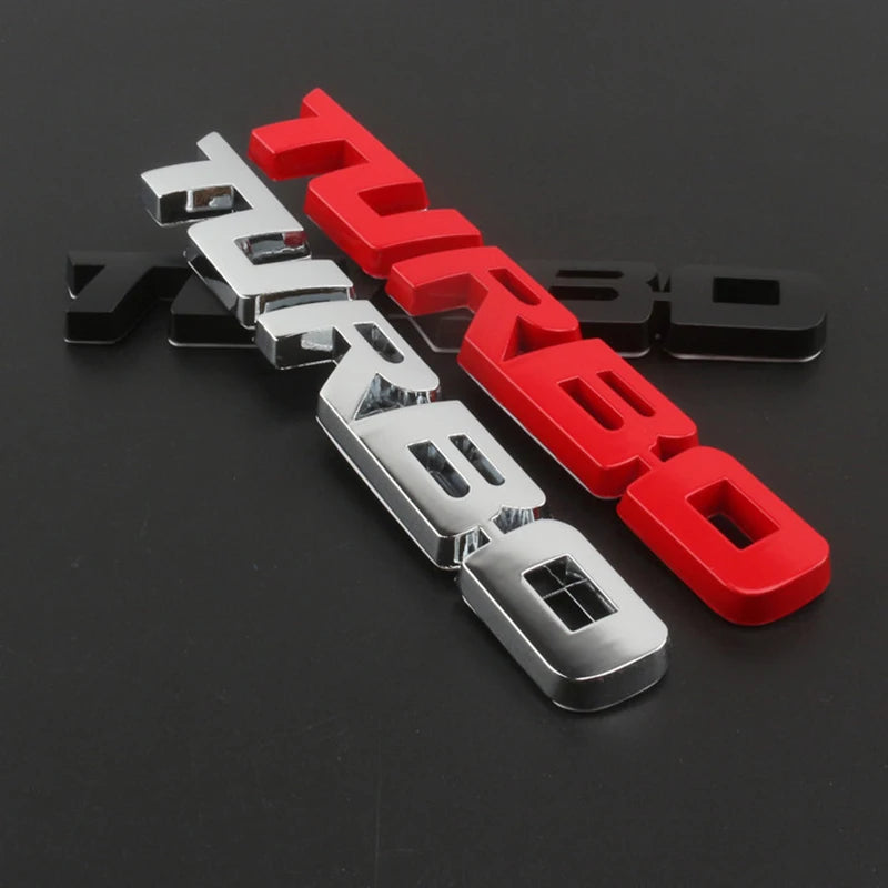 Turbocharged Metal Alloy 3D Car Badge - Decorative Side Sticker for Vehicle Modification