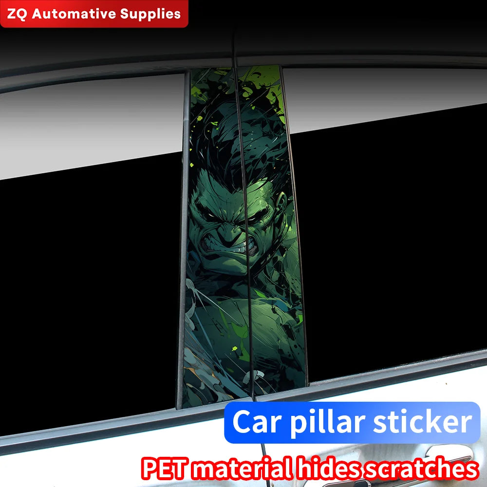 Hulk Anime Car Stickers Auto B-Pillar Car Center Column Decoration Cover Scratches Waterproof Vinyl Decals Cars Accessories - DriveNova