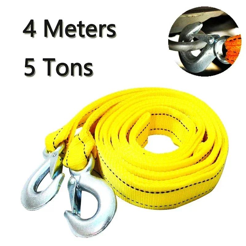 Heavy-Duty 3M/4M Car Tow Cable - 3 Ton/5 Ton Trailer Rope with Hooks for Road Recovery and Towing Accessories