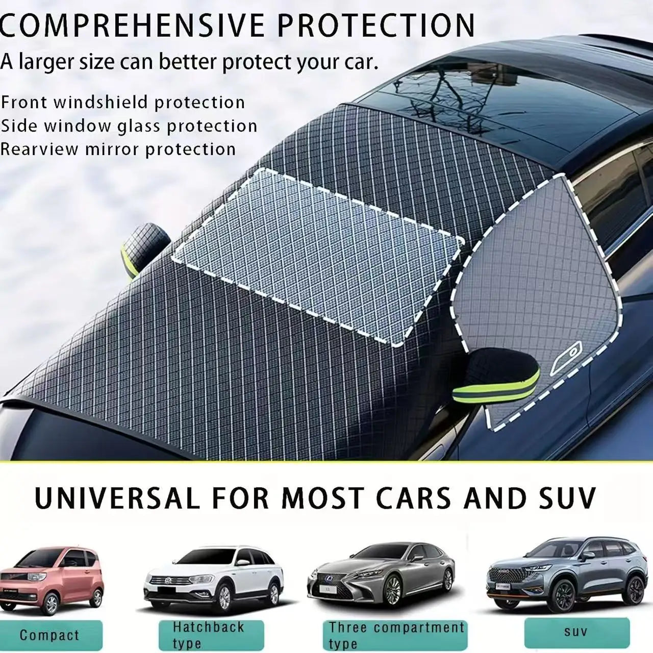Thickened Aluminum-Plated Magnetic Snow Cover for Automobiles with Sun-Proof and Moisture-Proof Oxford Cloth